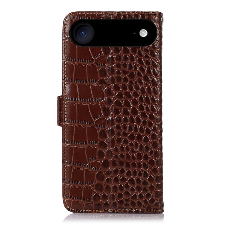 For iPhone 17 Air Crocodile Top Layer Cowhide Leather Phone Case(Brown)