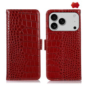 For iPhone 17 Pro Crocodile Top Layer Cowhide Leather Phone Case(Red)