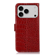 For iPhone 17 Pro Crocodile Top Layer Cowhide Leather Phone Case(Red)