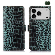 For iPhone 17 Pro Crocodile Top Layer Cowhide Leather Phone Case(Green)