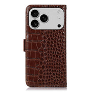 For iPhone 17 Pro Crocodile Top Layer Cowhide Leather Phone Case(Brown)