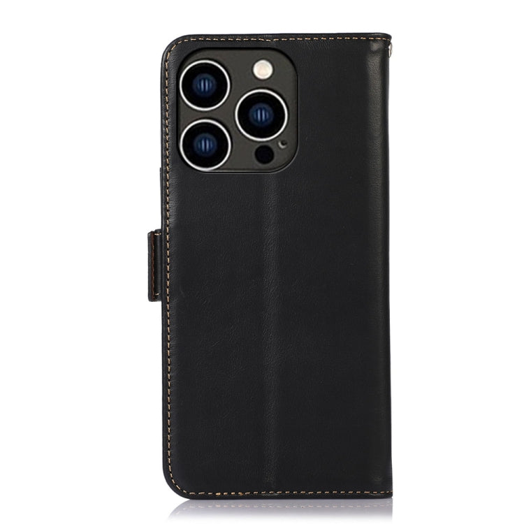 For iPhone 16 Pro Max Crazy Horse Top Layer Cowhide Leather Phone Case(Black)