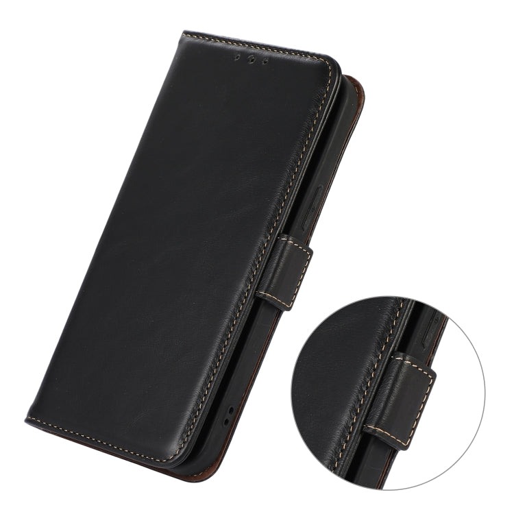 For iPhone 16 Pro Max Crazy Horse Top Layer Cowhide Leather Phone Case(Black)