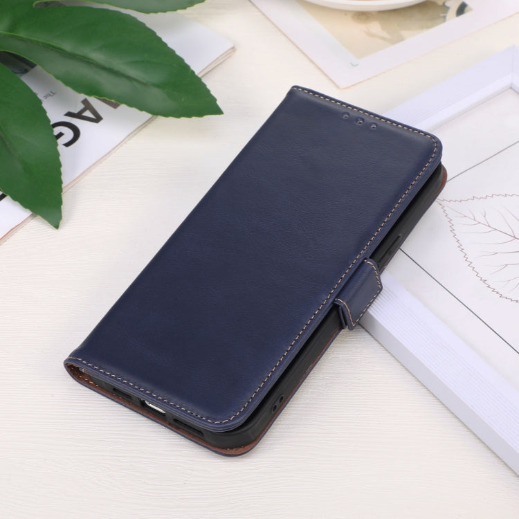 For iPhone 16 Pro Max Crazy Horse Top Layer Cowhide Leather Phone Case(Blue)