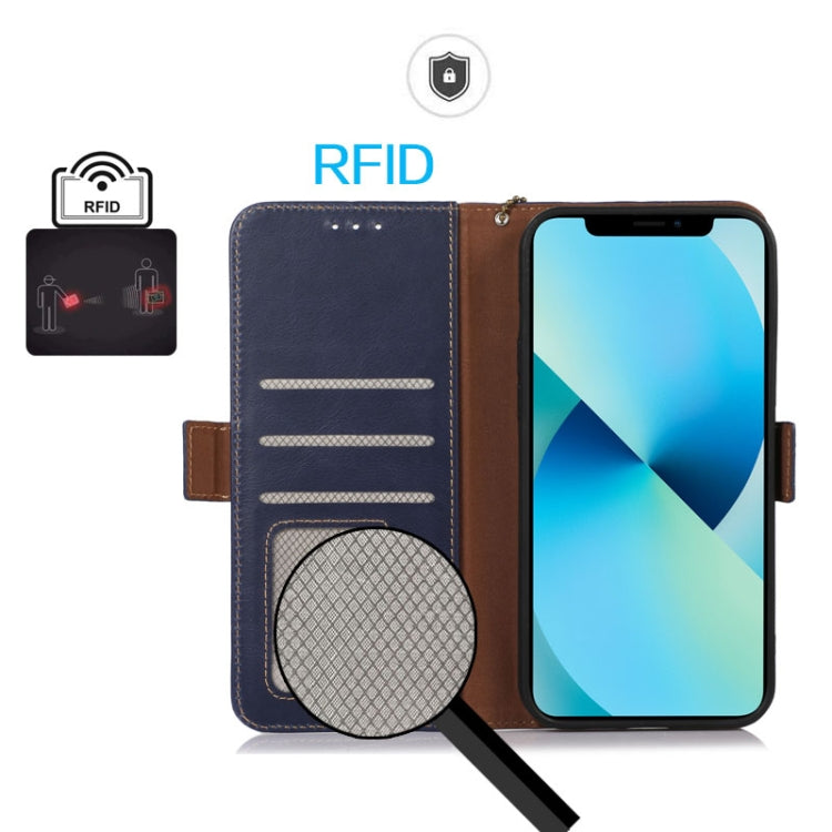 For iPhone 16 Pro Max Crazy Horse Top Layer Cowhide Leather Phone Case(Blue)