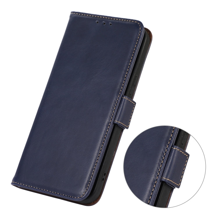 For iPhone 16 Pro Max Crazy Horse Top Layer Cowhide Leather Phone Case(Blue)