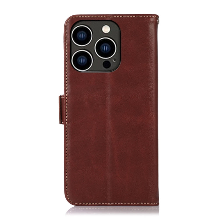 For iPhone 16 Pro Max Crazy Horse Top Layer Cowhide Leather Phone Case(Brown)