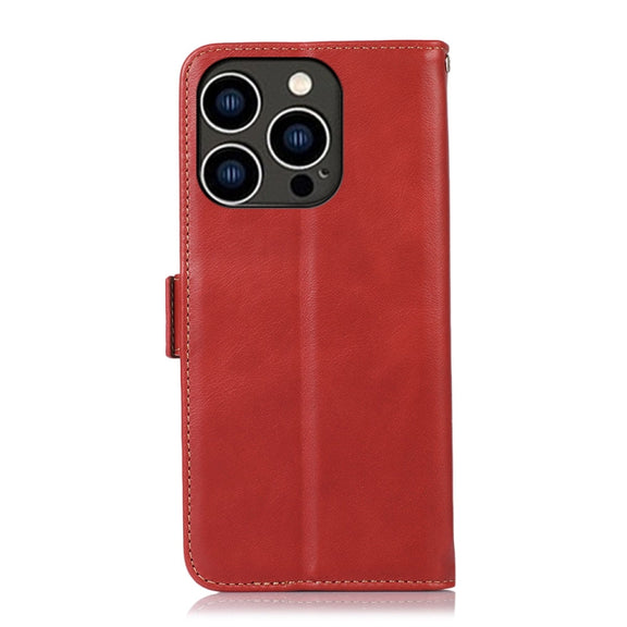 For iPhone 16 Pro Crazy Horse Top Layer Cowhide Leather Phone Case(Red)