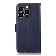 For iPhone 16 Pro Crazy Horse Top Layer Cowhide Leather Phone Case(Blue)
