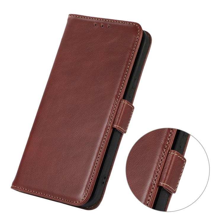 For iPhone 16 Pro Crazy Horse Top Layer Cowhide Leather Phone Case(Brown)