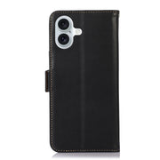 For iPhone 16 Plus Crazy Horse Top Layer Cowhide Leather Phone Case(Black)