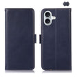 For iPhone 16 Plus Crazy Horse Top Layer Cowhide Leather Phone Case(Blue) - free shipping - PMC TechLife - Order now!