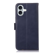 For iPhone 16 Plus Crazy Horse Top Layer Cowhide Leather Phone Case(Blue)