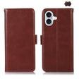 For iPhone 16 Plus Crazy Horse Top Layer Cowhide Leather Phone Case(Brown) - iPhone 16 Plus Cases by PMC TechLife | Online Shopping South Africa | PMC TechLife | Buy Now Pay Later Mobicred