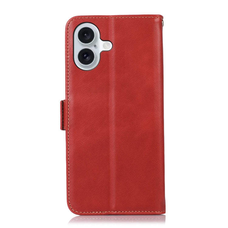 For iPhone 16 Crazy Horse Top Layer Cowhide Leather Phone Case(Red)