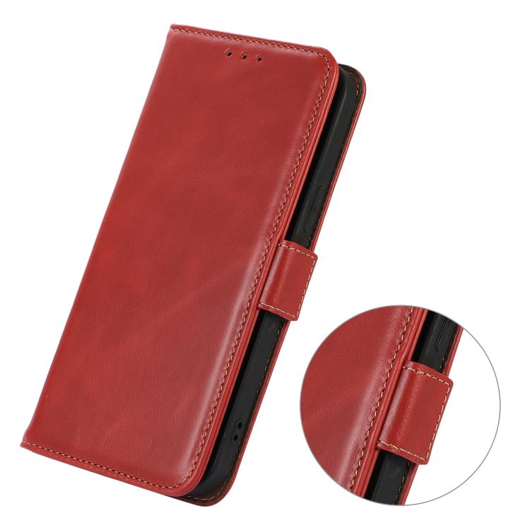For iPhone 17 Crazy Horse Top Layer Cowhide Leather Phone Case(Red)
