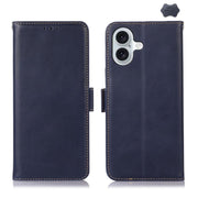 For iPhone 17 Crazy Horse Top Layer Cowhide Leather Phone Case(Blue)