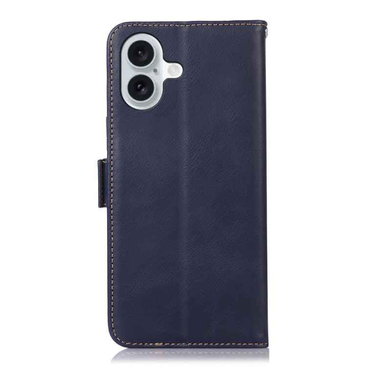 For iPhone 17 Crazy Horse Top Layer Cowhide Leather Phone Case(Blue)