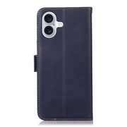 For iPhone 17 Crazy Horse Top Layer Cowhide Leather Phone Case(Blue)