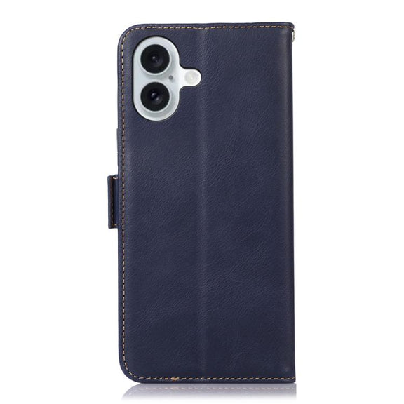 For iPhone 17 Crazy Horse Top Layer Cowhide Leather Phone Case(Blue)