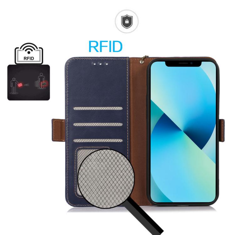 For iPhone 17 Crazy Horse Top Layer Cowhide Leather Phone Case(Blue)