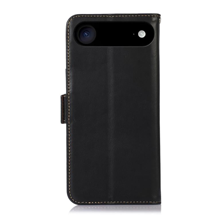 For iPhone 17 Air Crazy Horse Top Layer Cowhide Leather Phone Case(Black)