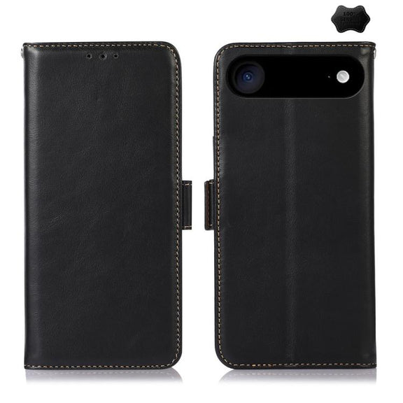 For iPhone 17 Air Crazy Horse Top Layer Cowhide Leather Phone Case(Black)