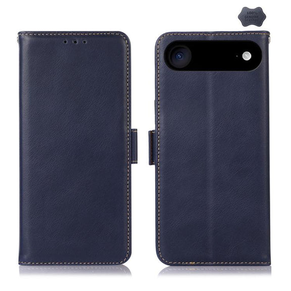 For iPhone 17 Air Crazy Horse Top Layer Cowhide Leather Phone Case(Blue)