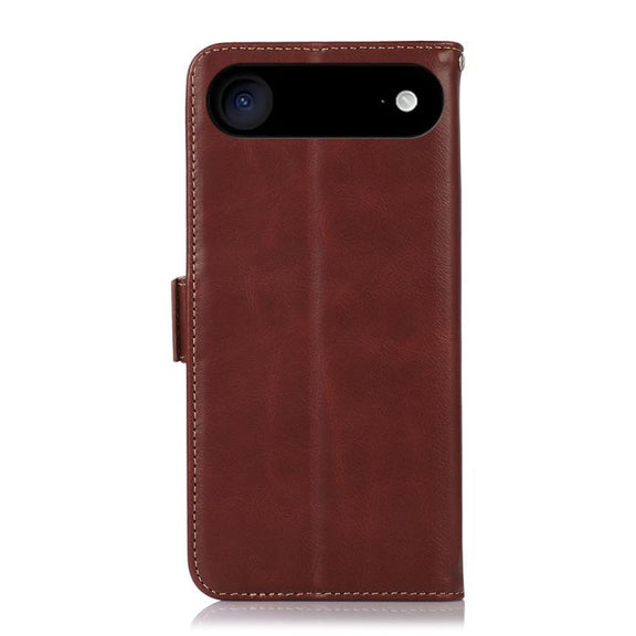 For iPhone 17 Air Crazy Horse Top Layer Cowhide Leather Phone Case(Brown)