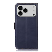 For iPhone 17 Pro Crazy Horse Top Layer Cowhide Leather Phone Case(Blue)