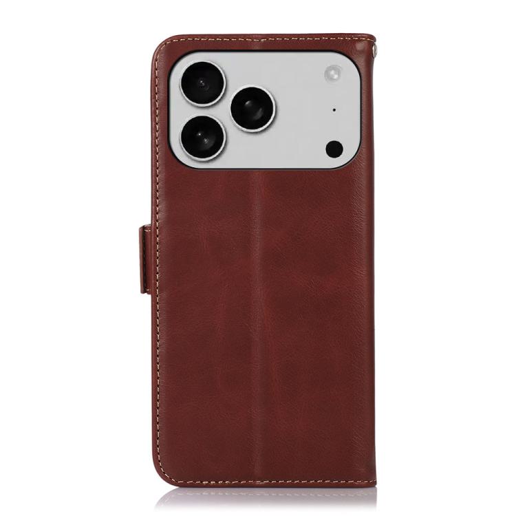 For iPhone 17 Pro Crazy Horse Top Layer Cowhide Leather Phone Case(Brown)