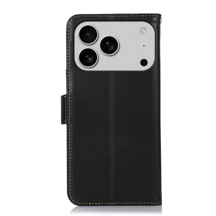 For iPhone 17 Pro Max Crazy Horse Top Layer Cowhide Leather Phone Case(Black)