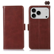 For iPhone 17 Pro Max Crazy Horse Top Layer Cowhide Leather Phone Case(Brown)