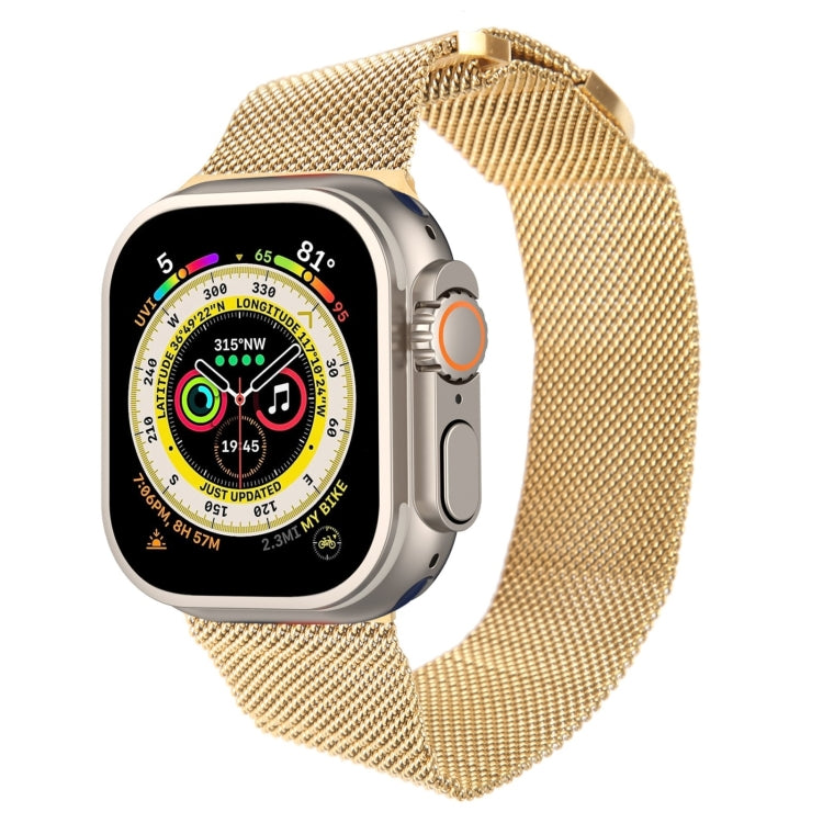 For Apple Watch Ultra 2 49mm Milanese Metal Magnetic Watch Band(Gold)