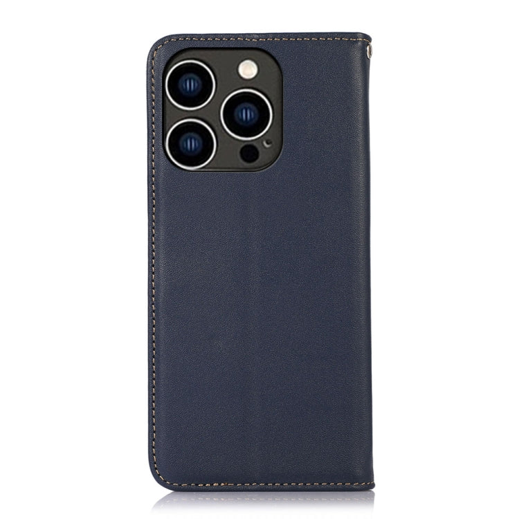 For iPhone 16 Pro Max KHAZNEH Nappa Top Layer Cowhide Leather Phone Case(Blue)