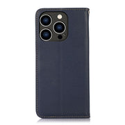 For iPhone 16 Pro Max KHAZNEH Nappa Top Layer Cowhide Leather Phone Case(Blue)