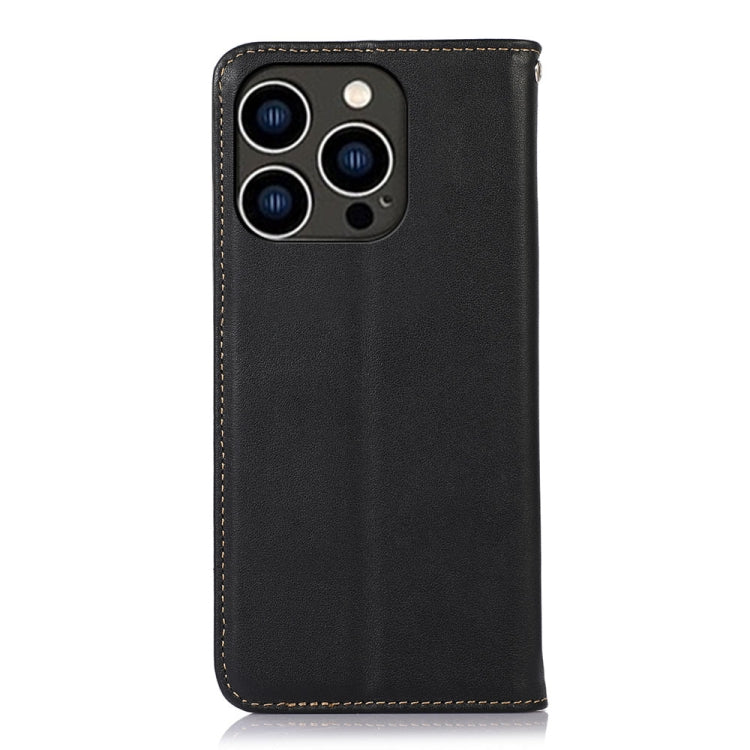 For iPhone 16 Pro Max KHAZNEH Nappa Top Layer Cowhide Leather Phone Case(Black)