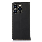 For iPhone 16 Pro Max KHAZNEH Nappa Top Layer Cowhide Leather Phone Case(Black)