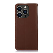 For iPhone 16 Pro KHAZNEH Nappa Top Layer Cowhide Leather Phone Case(Brown)