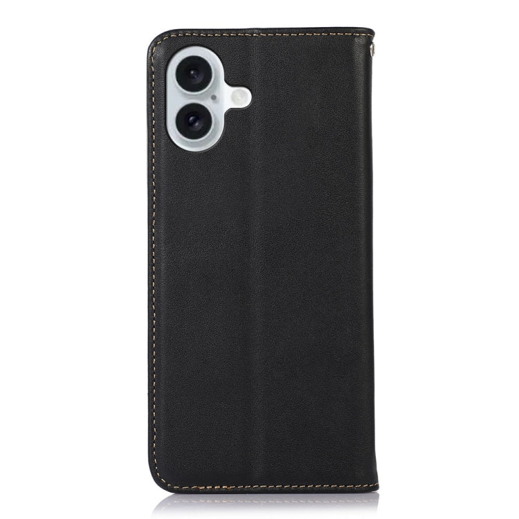 For iPhone 16 Plus KHAZNEH Nappa Top Layer Cowhide Leather Phone Case(Black)