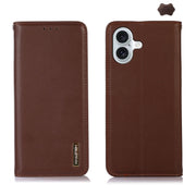 For iPhone 16 Plus KHAZNEH Nappa Top Layer Cowhide Leather Phone Case(Brown)