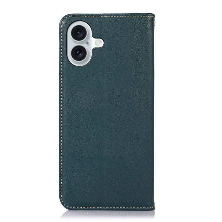 For iPhone 16 KHAZNEH Nappa Top Layer Cowhide Leather Phone Case(Green)