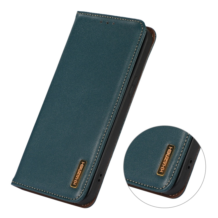 For iPhone 16 KHAZNEH Nappa Top Layer Cowhide Leather Phone Case(Green)