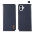 For iPhone 16 KHAZNEH Nappa Top Layer Cowhide Leather Phone Case(Blue) - iPhone 16 Cases by PMC TechLife | Online Shopping South Africa | PMC TechLife | Buy Now Pay Later Mobicred