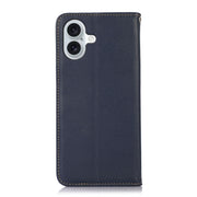 For iPhone 16 KHAZNEH Nappa Top Layer Cowhide Leather Phone Case(Blue)