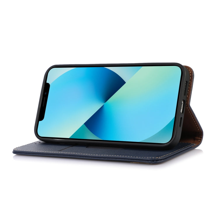 For iPhone 16 KHAZNEH Nappa Top Layer Cowhide Leather Phone Case(Blue)
