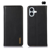 For iPhone 16 KHAZNEH Nappa Top Layer Cowhide Leather Phone Case(Black)