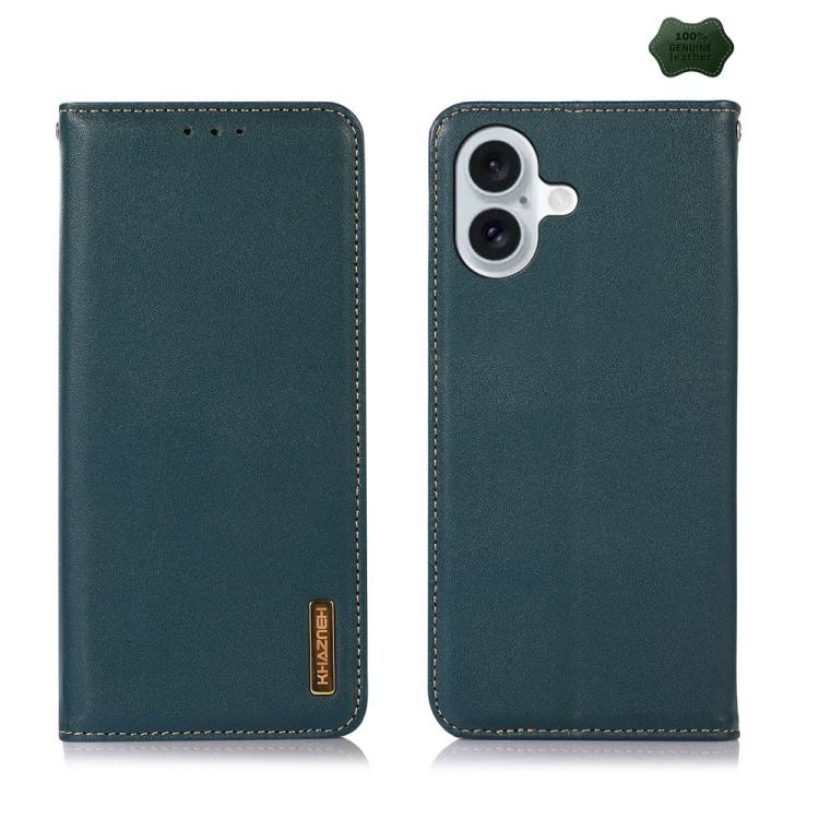For iPhone 17 KHAZNEH Nappa Top Layer Cowhide Leather Phone Case(Green)