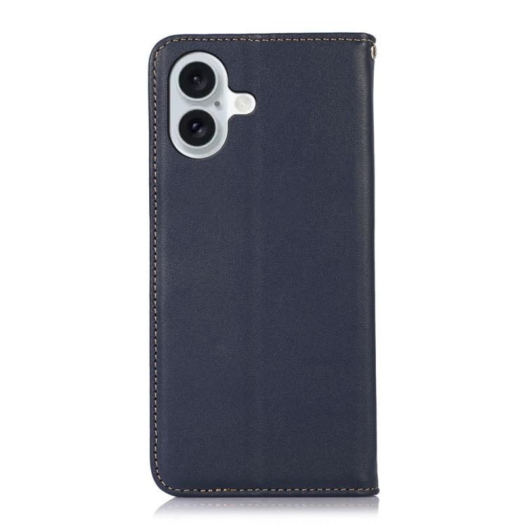 For iPhone 17 KHAZNEH Nappa Top Layer Cowhide Leather Phone Case(Blue)