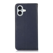 For iPhone 17 KHAZNEH Nappa Top Layer Cowhide Leather Phone Case(Blue)